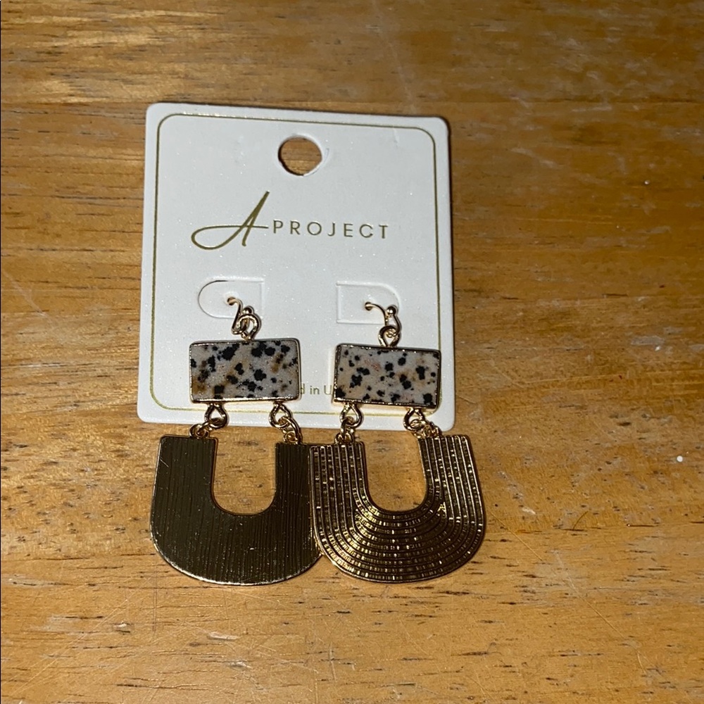 Gold and Black Dangle Earrings